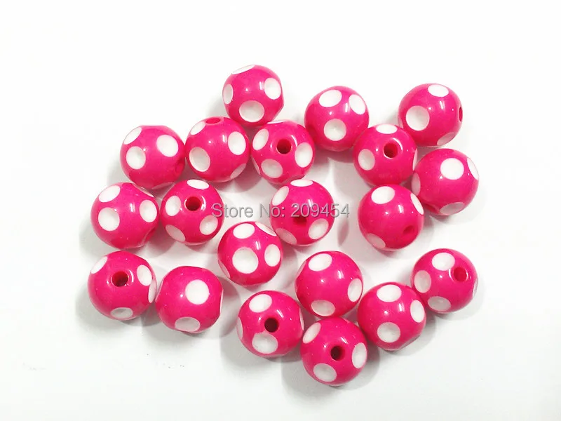 

(Choose Size First) 12mm/14mm/16mm Hotpink Polka Dot Beads