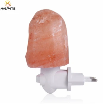 

Crystal Salt Lamp Night Light Hand Carved Natural Pink Ores Salt Lamps Wall Plug LED E14 Moon Lamp Luminaire