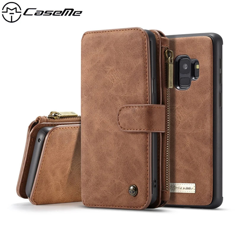 

Zipper Wallet Card Magnetic TPU Back Cover Flip Phone Bags For Samsung S9 Case Coque Luxury Retro PU Leather for Galaxy S9 Cover