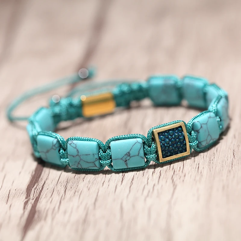 

Mcllroy bracelet men natural stone copper inlay stingray leather handmade braided bracelets charms men jewelry pulseira feminina