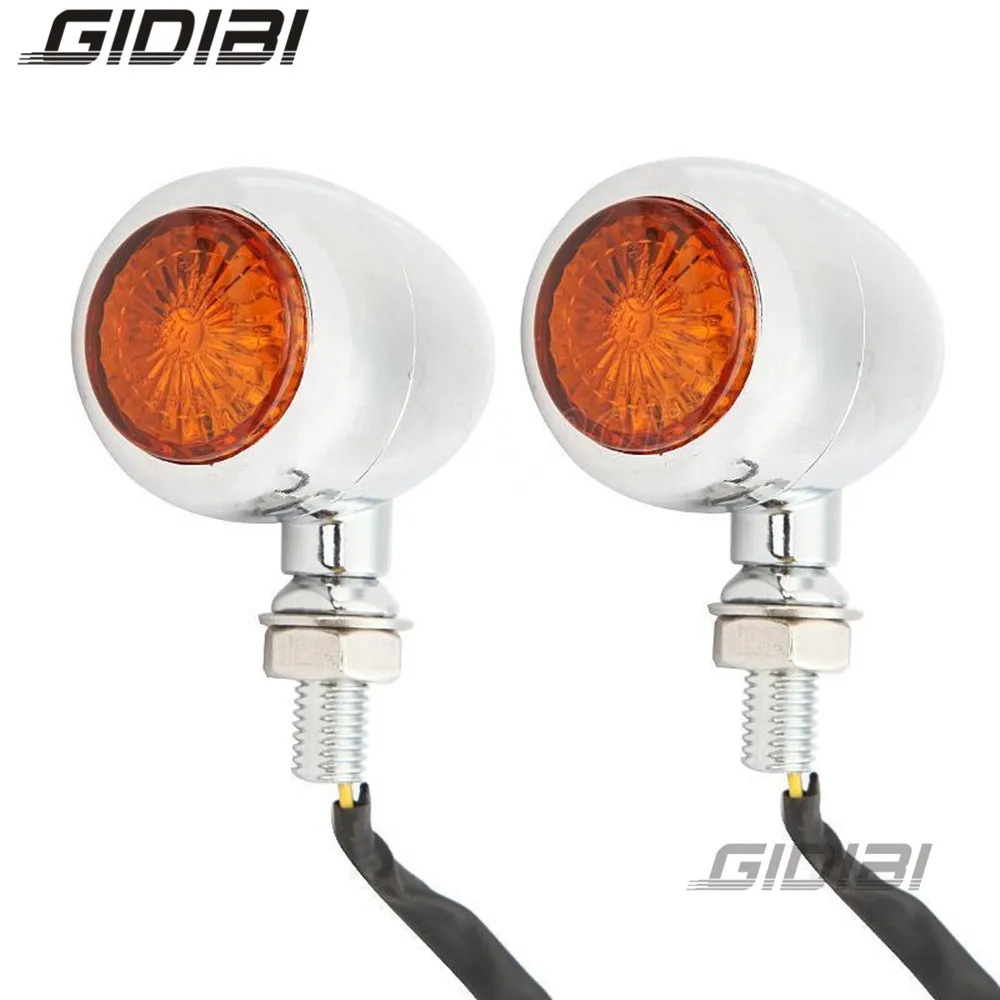 

Chrome Amber Bullet LED Turn Signal Indicator Light For Cruiser Chopper Bobber Cafe Racer any custom application