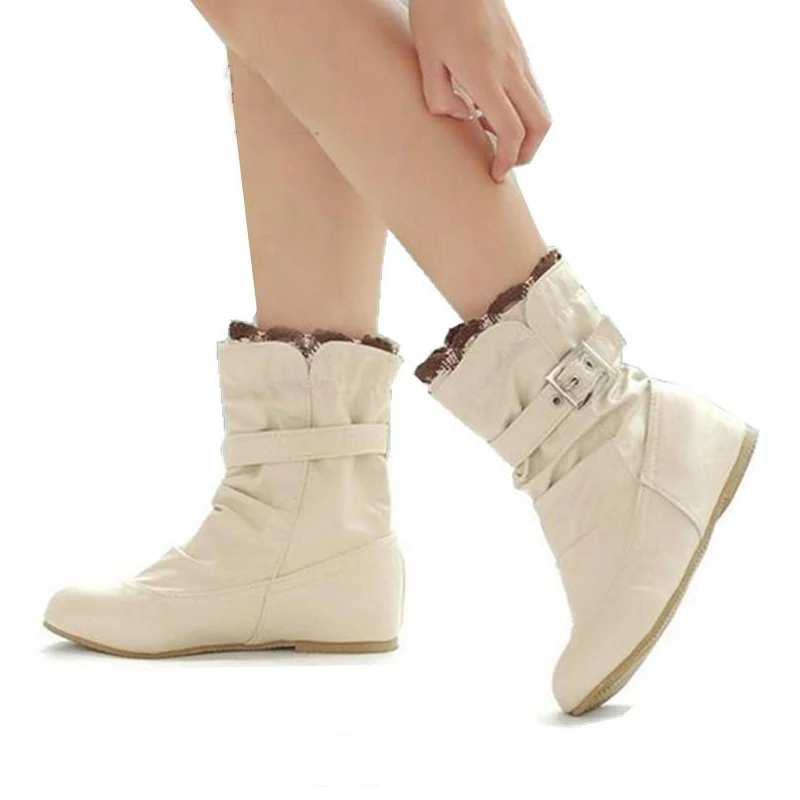 Meilleur Karinluna femmes chaussures grande Taille 34 43 automne hiver femmes bottes chaussures femme Dame douce Ruches Boucle bottes courtes femme chaussures
