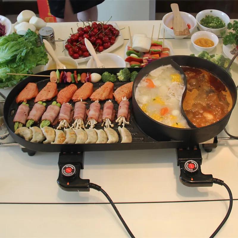 Корейская семейная электрическая печь для барбекю, электрическая жаровня Shabu горшок, многофункциональная электрическая форма для выпечки, без дыма jk58