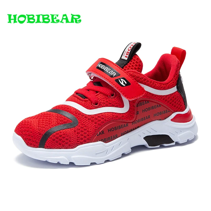 

HOBIBEAR Boys Mesh Sport Sneakers Fashion Casual kids Sneakers Black Red Children Boy knitted Breathable Shoes Running Shoes
