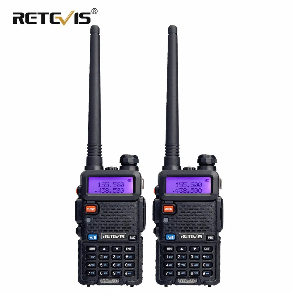 2pcs RETEVIS RT5R Portable Walkie Talkie 5W VHF UHF Dual Band Two Way