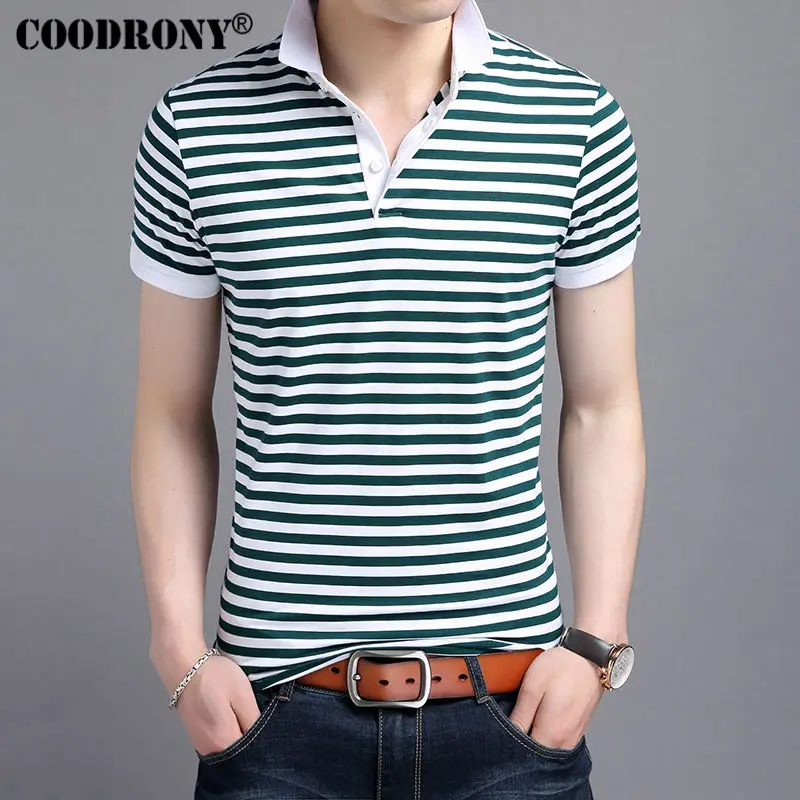 Мужская футболка в полоску с отложным воротником и коротким рукавом|t shirt men|cotton t