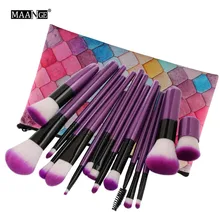 MAANGE 15/16Pcs Cosmetic Makeup Brushes Tool Set Power Foundation Contour Blending Blush Eye Shadow Beauty Make Up Brush Bag D2
