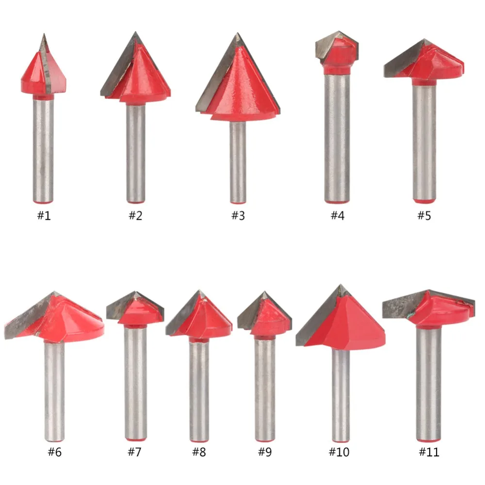 1pc Tungsten Steel Woodworking CNC Router Bit V Groove Cutting Tool 6mm