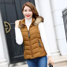 Br Women Winter Vest Waistcoat 2018 New Women's Long Vest Sleeveless Jacket Faux Fur Collar Hooded Down Cotton Warm Vest Female цена Br Women Winter Vest Waistcoat 2018 New Women's Long Vest Sleeveless Jacket Faux Fur Collar Hooded Down Cotton Warm Vest Female цены онлайн