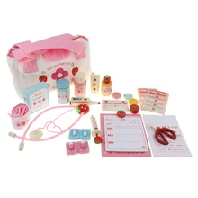 Набор из 28 шт. Детская Деревянная Игрушка ДОКТОР Комплект медсестры-клубника клиника тематические игры Набор обучения Обучающие для мальчиков и девочек