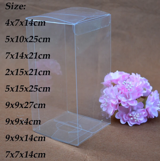 

10pcs/lot Small 9 Sizes PVC Box Rectangle Clear Gift Display Box Cosmetic Crafts Packaging Box Transparent Plastic PVC Boxes