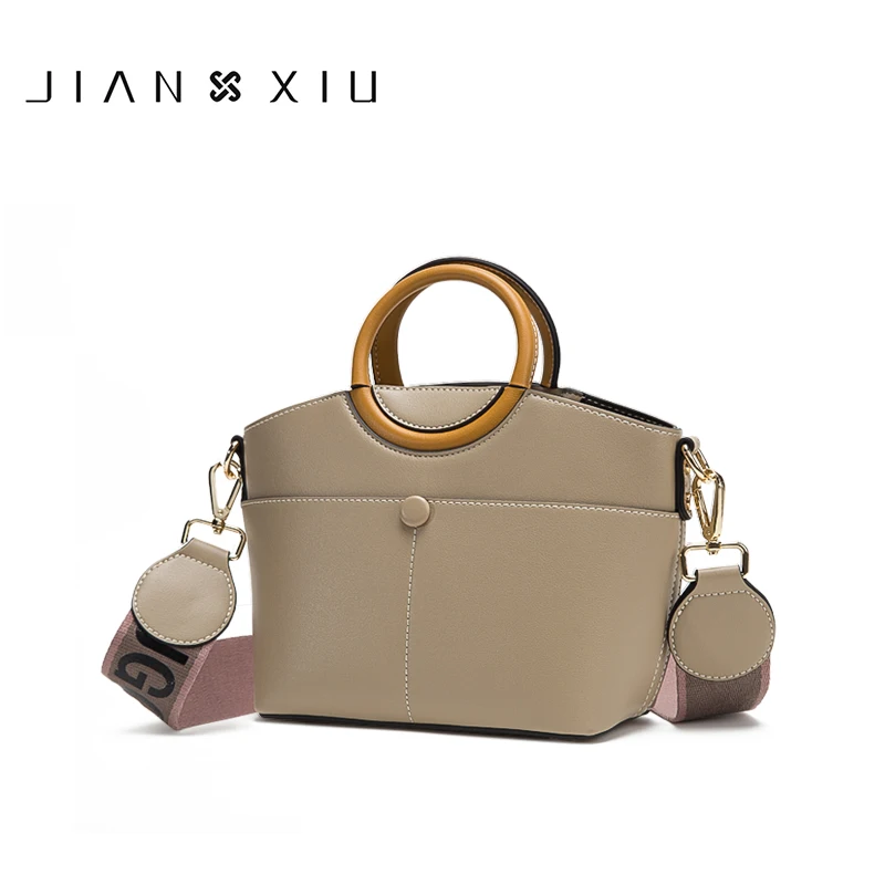 JIANXIU/Брендовая женская сумка из искусственной кожи с ручкой сверху, двойная сумка на ремне, круглая металлическая ручка, сумка-мессенджер