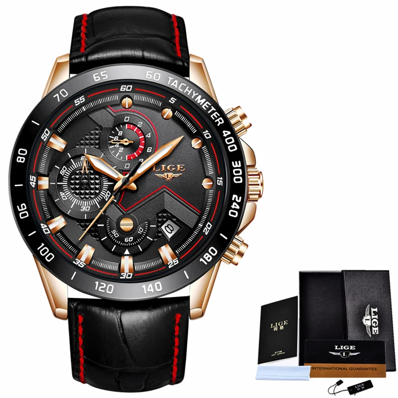 Relojes Hombre 2018 новые LIGE мужские часы Топ люксовый бренд Модные золотые кварцевые