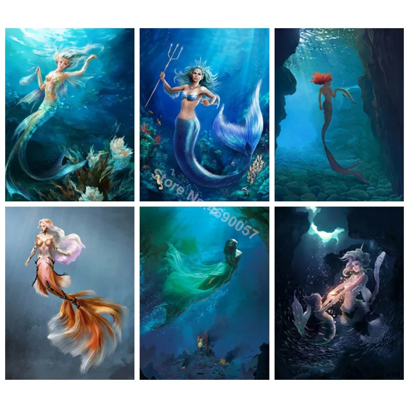

5D DIY Diamond Painting Mermaid Full Square/Round Picture Of Rhinestone Cross Stitch Needlework Embroidery Room Decoration