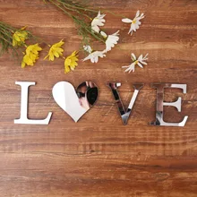English Letter Mirror Wall Stickers Mural Art Home Decorative Wall Words Mirror Stickers