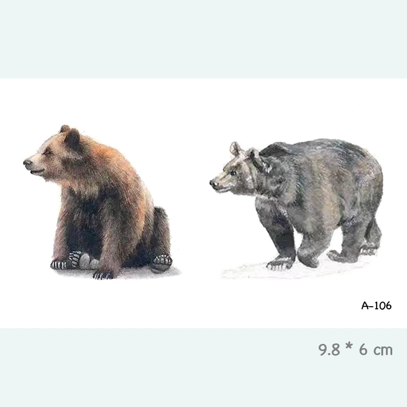 

Bear Waterproof Temporary Tattoo Stickers for Adults Kids Body Art Fake Tatoo for Women Men Tattoos A-106