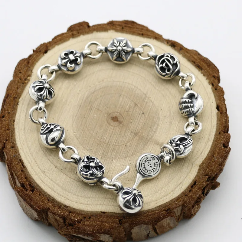 

Starfield Punk Style Accessories Retro Thai Silver S925 Sterling Silver Men Women Cross Bracelet Homme