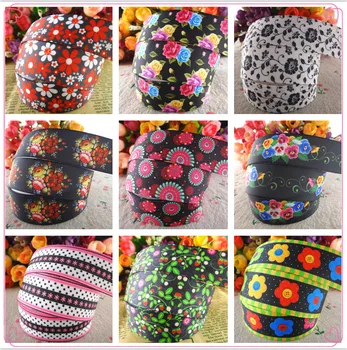 

18092725, 1" 25mm 5 yards flowers printed grosgrain ribbons DIY hair bows handmade materials