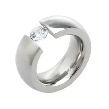 

Silver titanium stone female ring trend high-grade stainless steel wide titanium ring