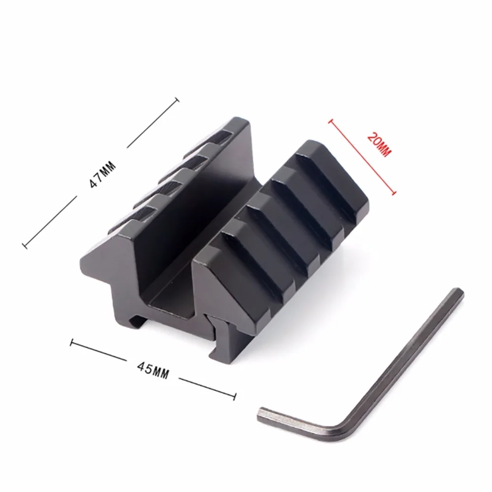 

45 Degree Angle Offset Double Side Mount Adapter 46mm Length With 20mm Picatinny Weaver Rail Hunting