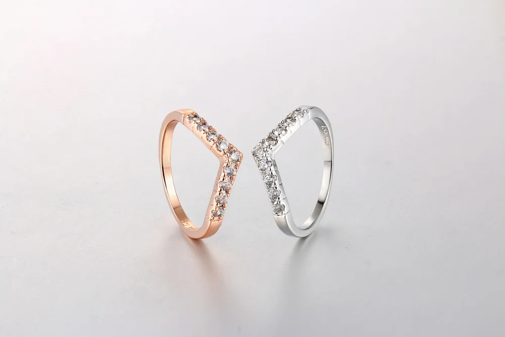 ZHOUYANG, обручальное кольцо для женщин, V Lover, элегантное, микро-инкрустированное, кубический цирконий, розовое золото, цвет, помолвка, модное ювелирное изделие ZYR011