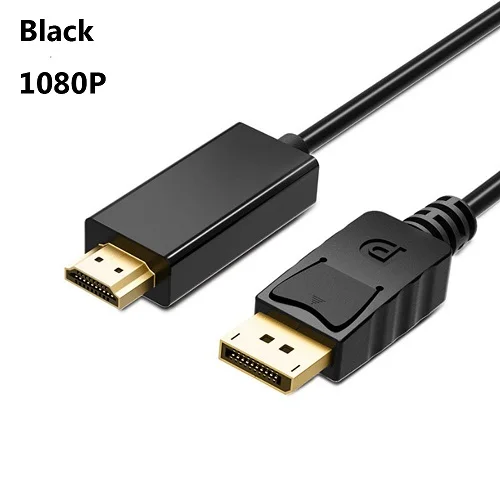 Универсальный 6 футов 1,8 м Адаптер DP к HDMI Дисплей порт мужской к HDTV Мужской кабель конвертер 4 к* 2 к 1080P для ПК ноутбук проектор - Цвет: Черный
