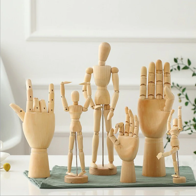 

Hot Sell Creative Wooden Art Model Ornaments Wooden Doll Joint Hands Home Living Room Office Desktop Decorations