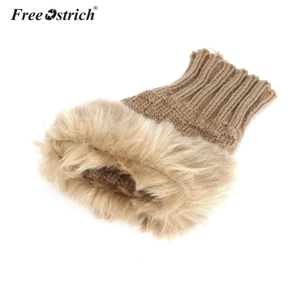 Перчатки Free Ostrich Для женщин зимние теплые Девушка наручные с открытыми пальцами на платформе из искусственного кроличьего меха; Сапоги перчатки варежки Ганц Femme CJ20