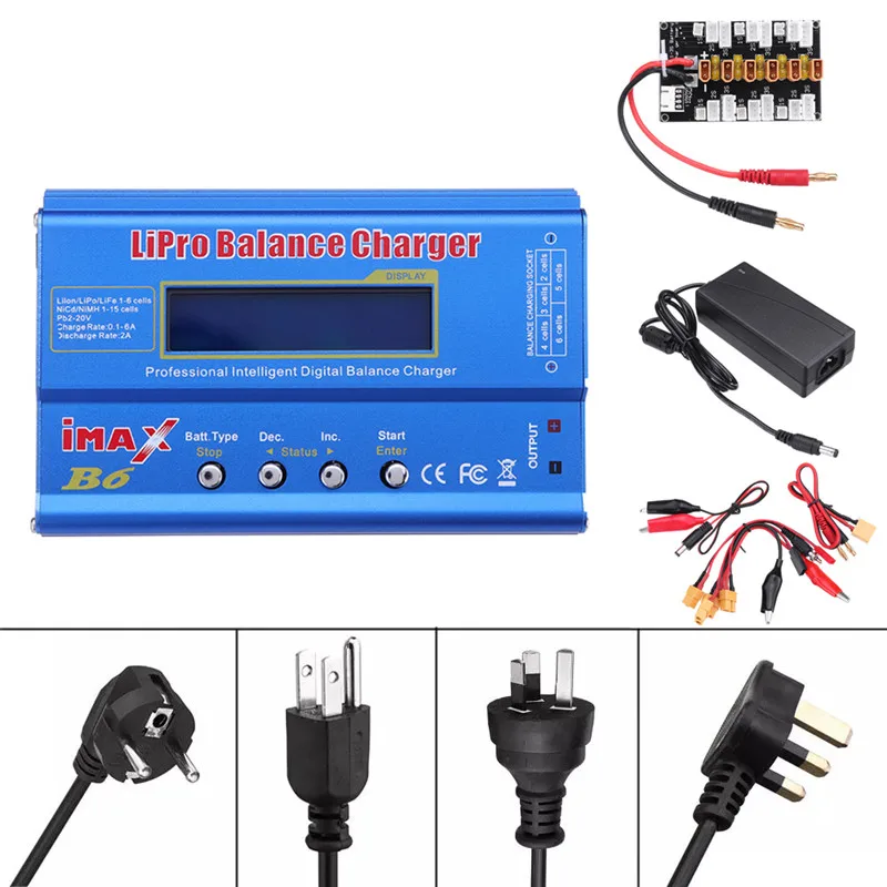 

iMAX B6 80W 6A AC Battery Balance Charger with 12V 5A Supply with XT30 Parallel Board For RC Racing Drone FPV Model Spare Part