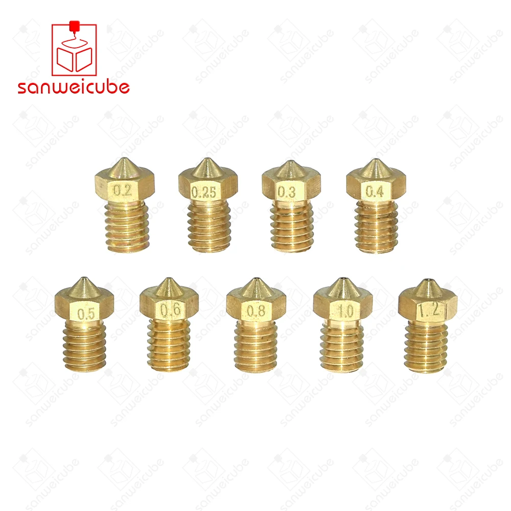 10pcs lot Brass Nozzle V6 V5 J Head 0 2 0 3 0 4 0 5 0 6 0 8 1 0mm For 3 