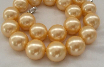 

stunning big 20mm round south sea shell pearl necklace AAA style Fine Noble real Natural free shipping