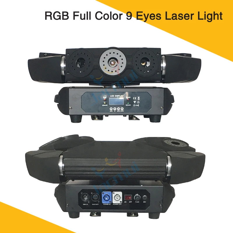 

(2Pcs/Lot) 9 Eyes Moving Head Laser Light RGB Color Triangle Spider Moving Head Laser Dj Light Disco Club Event