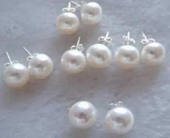 

shitou 00226 5 Pair 7-8mm White Cultured Akoya Pearl Silver Stud Earring discount 40%