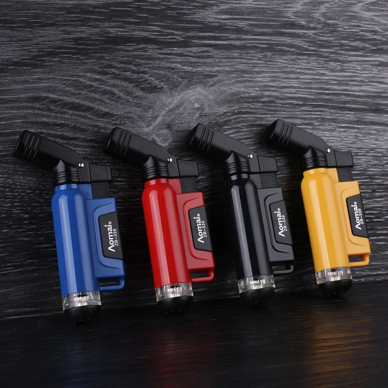 

Color Random Windproof Trip Torch Jet Flame Refillable Butane Gas Lighter Cigarette Cigar Lighter