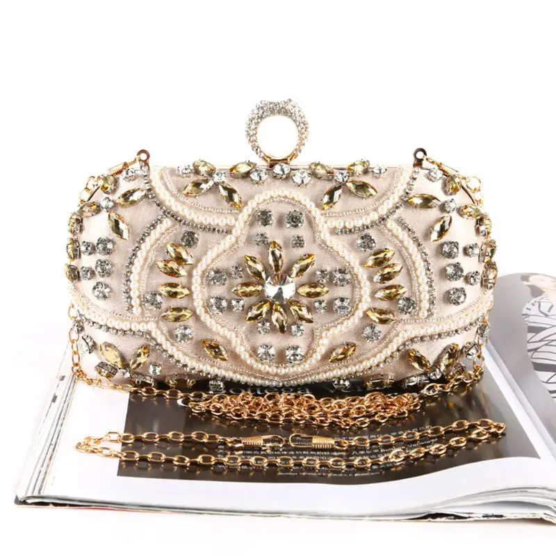 Party bags Evening Bags Diamond Pearls Beaded Wedding Clutch Women's Purse Handbags Wallets Evening Clutch Bag silver clutch