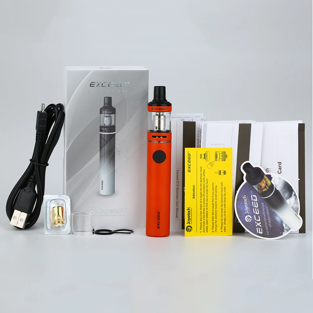 40 Вт Joyetech Exceed D19 Vape Комплект Встроенный аккумулятор 1500 мАч 2 мл Exceed D19 бак распылителя DL/MTL EX катушки головки комплект электронной сигареты