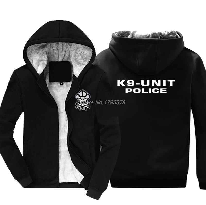 Зимняя мода для мужчин утолщенная толстовка на молнии Вдохновленный K9 Блок полиции черные толстовки крутая куртка Толстовка Harajuku уличная одежда - Цвет: black