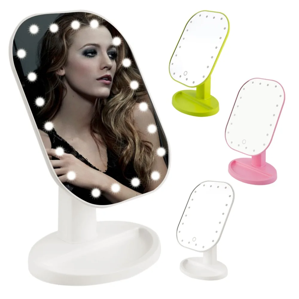 

180 Degree Rotation LED Makeup Mirror Cosmetic Desktop Portable Compact LED Light Travel Makeup Mirror for Women Hot Sale