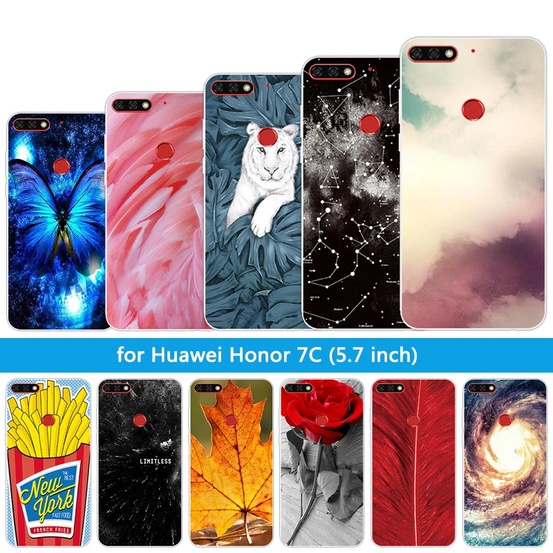 

for Huawei Honor 7C Aum-L41 Ultra-thin Phone Shell Transparent Edge Soft TPU 5.7" for Huawei Honor 7 C Plumage Silicone Cases