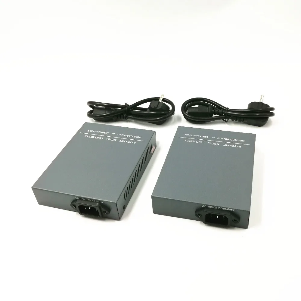 4 пара HTB-GS-03 A/B гигабитный волоконно-оптический Media Converter 1000 Мбит/с одиночный режим волокно SC Порты и разъёмы 20 км встроенный блок питания