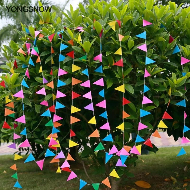 

4m Mini Paper Garland Happy Birthday Hanging Banners Bunting Wedding Decoration String Streamers Dot Paper Flags Party Supplies