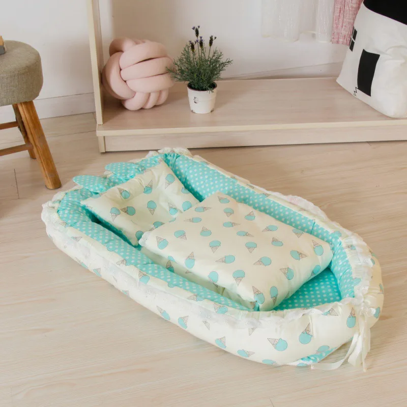Новая портативная детская кровать-гнездо для новорожденных, детская кроватка для сна, артефакт для новорожденных, дорожная кровать для ухода за ребенком с бамперной подушкой