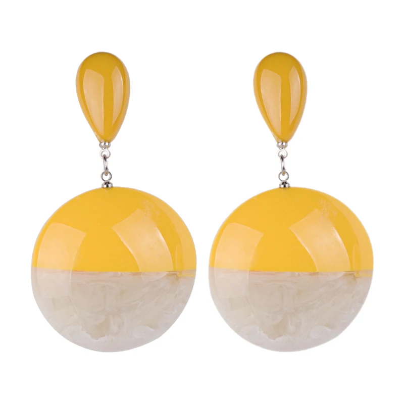 YUQINQIN Classic Drop Earrings for Women Statement Resin Round Geometric Ear Clip Earings Fashion Elegant Party Dangling Earring (6)