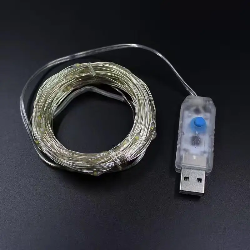 1 шт. светодиодные гирлянды 10 м 100led 5 в с питанием от USB открытый теплый белый/RGB медный провод Рождественский фестиваль свадебные украшения