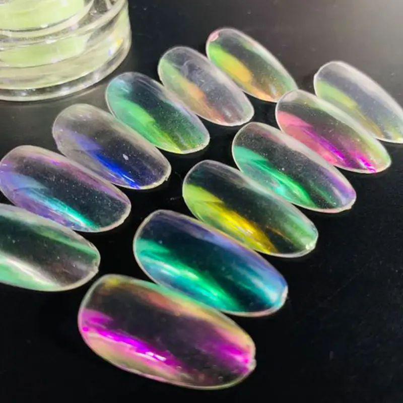 0,5 g/caja camaleón uñas brillo polvo deslumbrante Paillette transparente copos de cromo manicura decoración de uñas 12 colores