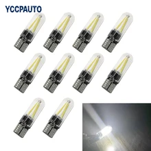 Luzes led t10 w5w 194, auto leitura, domo, lâmpada de filamento drl, concha de vidro, estilo do carro 10 luz de carro 12v cob 10 peças
