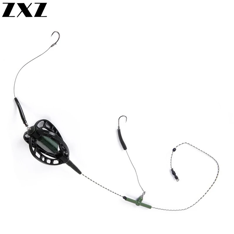 

4pcs/lot 30g 40g 50g 60g Fishing Artificial Lure Bait Cage Feeder Basket Carp Fishing with Lead Sinker Swivel Line Hooks Tackle