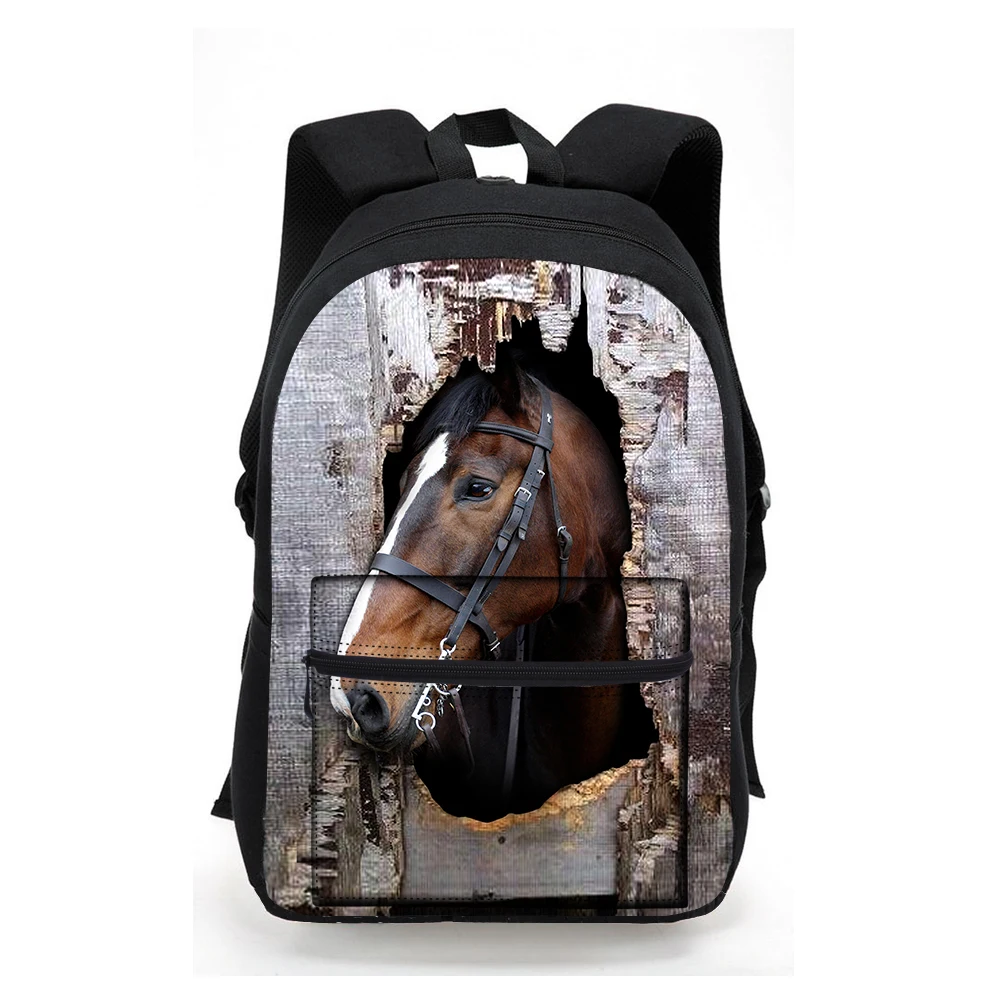 Most popular 3D Animal Horse backpack Children travel preppy backpack