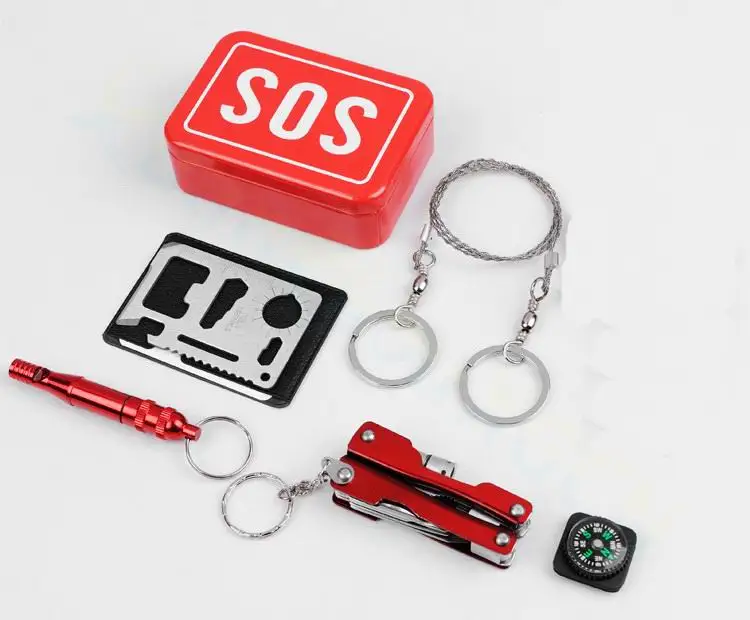 

Outdoor Emergency SOS Kit First Aid Box Field Self-help Camping Hiking Equipment Travel Survival Gear Tool whistle Kits