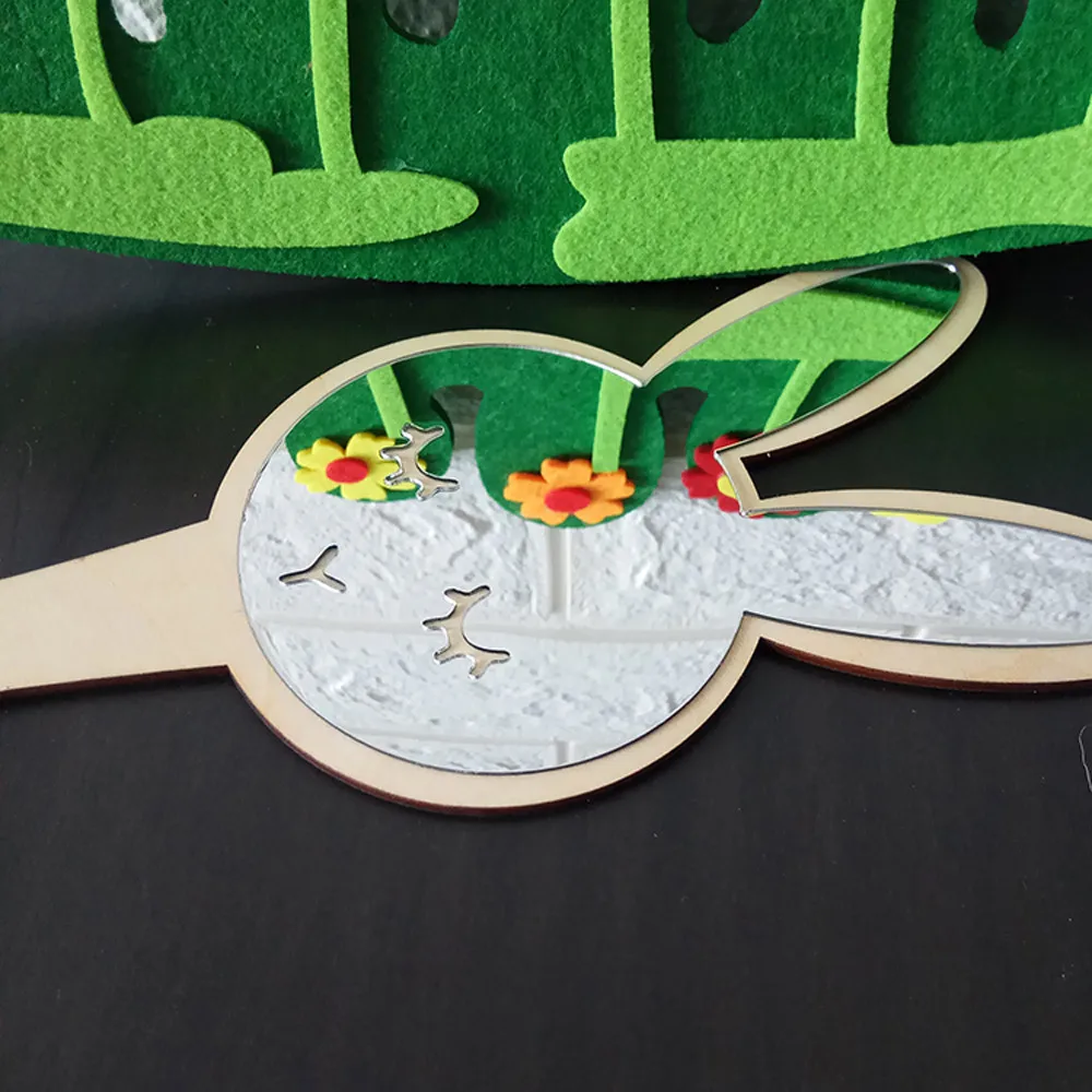 Скандинавское деревянное зеркало мультфильм бабочка кролик Детская комната Декор зеркало на рукоятке декоративное для девочек гостиная спальня